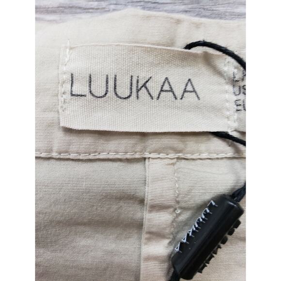 Luukaa Tan Collared Long Sleeve Size L Short/Long Shirt Side Zippers No Pocket - Picture 6 of 9